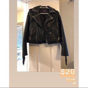 Leather Jacket with Stud Detail